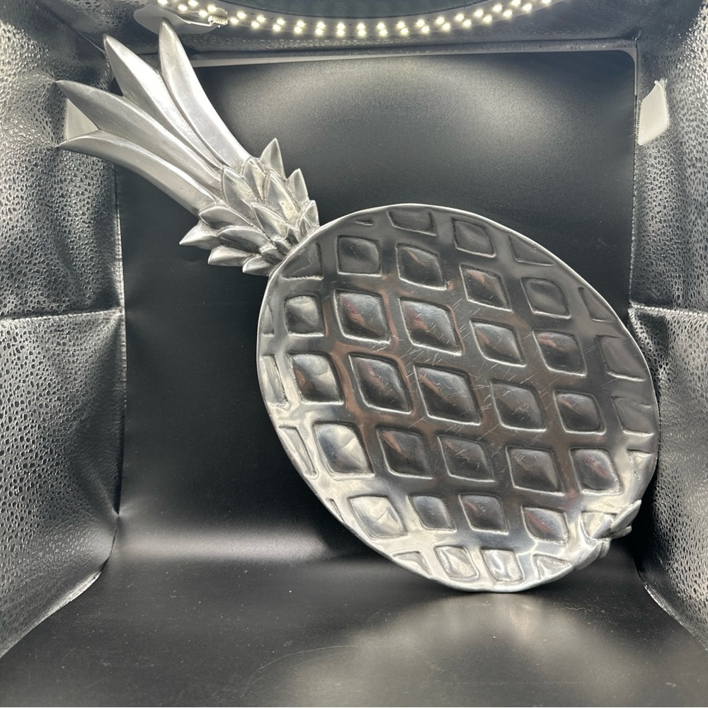 VTG Bruce Cox Cast Aluminum Pineapple Tray Dish Footed #351 Signed